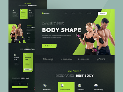 Fitness Landing Page agency clean design exercise fitness gym health healthy landing page muscle sport ui ux web design website