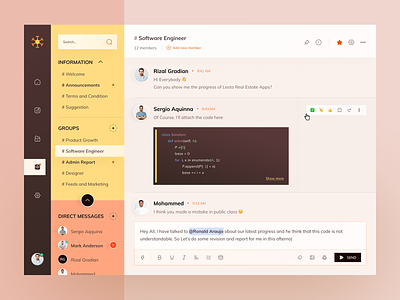 Project Management Dashboard - Discussion Section app chat clean code comment dashboard design discussion inbox management member message project ui ux web design website