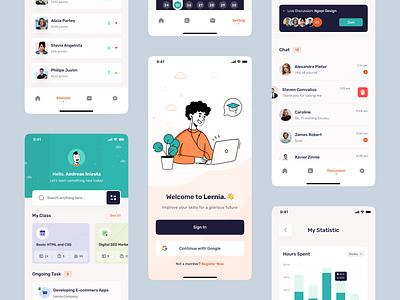 Lernia - Mobile Apps Version app apps chart chat clean design discussion education elearning learning mobile quiz rank statistic task to do list ui ux