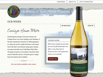 Belle Meade Wine homepage light slideshow wine