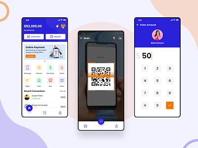 Payment App Design amount app app design category home keyboard pay payment qrcode scan transaction ui ux