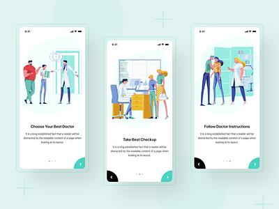 Doctor Onboarding Screens app button design doctor doctorapp illustraion onboarding onboarding screen onboarding ui slider ui ux