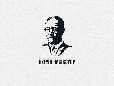Uzeyir Hajibeyov azerbaijan composer flat illustration logo modern music portrait simple vector vector illustration visual