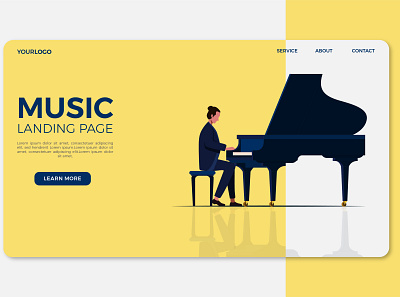 music page template digital illustration flat illustration landing page music musician piano template ui ui design vector vector illustration web page