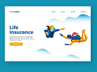 Life insurance page template digital art flat flat illustration illustration insurance landing page life insurance template ui ui design user interface vector vector illustration web page