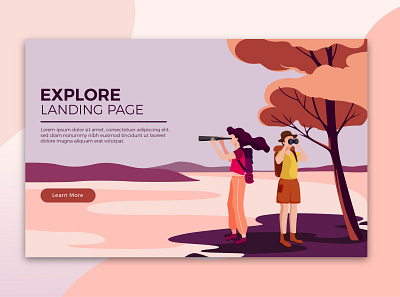 Explore page template digital art explore explorer exploring flat flat design flat illustration illustration template ui ui ux user interface vector vector illustration web page