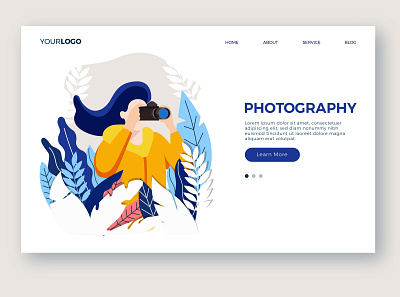 Photography page template digital art digital illustration flat flat illustration illustration photo photograph photographer photography template ui ui ux ui design user interface vector vector art vector illustration web page