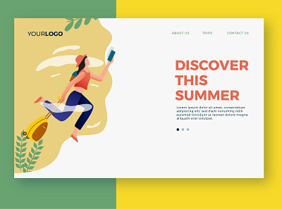 Summer page template character design concept digital illustration discover dribbble flat flat design illustration journey landing page template travel trip ui vacation vector vector illustration vectors visual web page