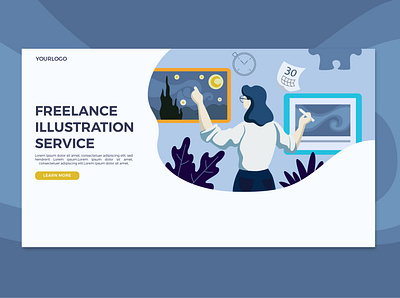 Freelancer page template artist character design concept conceptual illustration flat freelance freelancer illustration illustrator landing page remote work service template ui ui ux vector vector illustration vectorstock visual web page