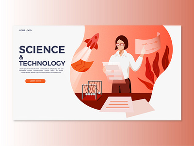 Science & Tech page template character design concept digital art flat illustration illustration landing page science science and technology science illustration scientist tech technology template ui ui ux vector vector illustration vectorstock visual web page