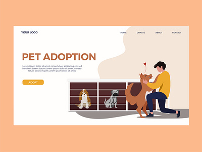 Pet adoption page template adoption animal concept digital art flat illustration istock landing page pet sanctuary template ui ui ux ui design user interface vector vector illustration vectorstock visual web page