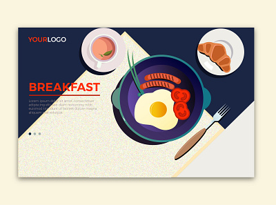 Breakfast page template breakfast digital art flat illustration illustration landing page template ui ux vector