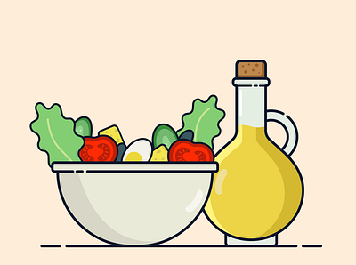 food/salads art behance color cuisine dribbble flat food icon icon set iconography icons illustration illustrator logo salad vector vector illustration work