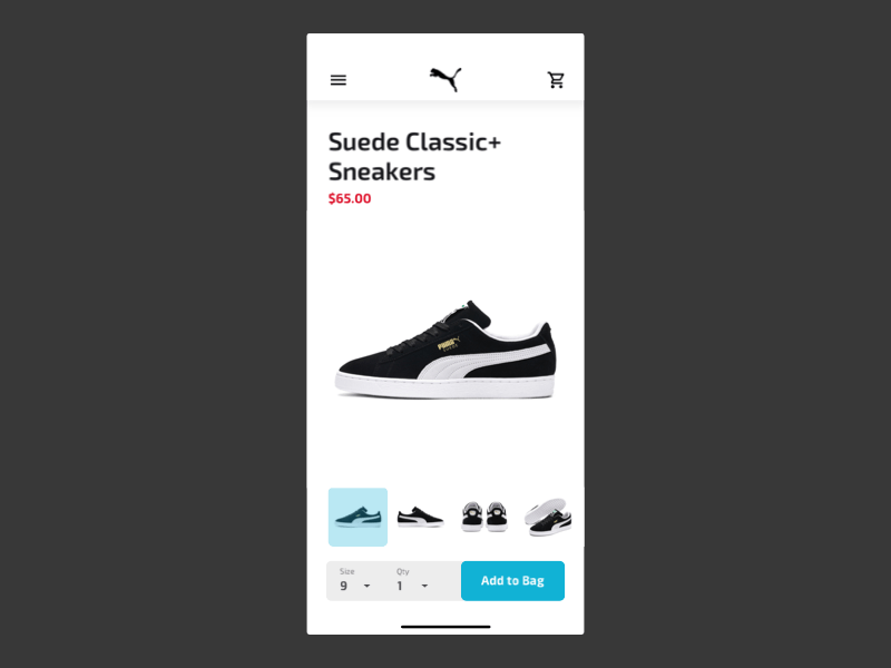 Puma Suede Swipe animation design puma suede swipe ui web website