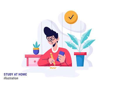 Study at Home at home branding design flat illustration illustration illustrator study study at home vector