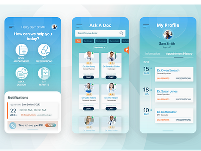 All-in-One Healthcare App android apple appointments doctors easy to use healthcare medical app patients prescriptions prototype ui design ui ux user interface