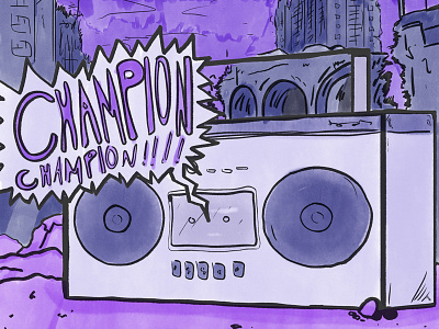 Boombox Illustration - MV Podcast boombox illustration stereo watercolors