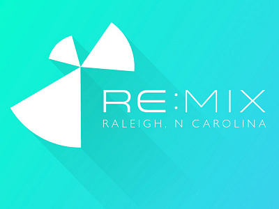 Re:mix Raleigh blue gradient green logo long shadow neon remix white