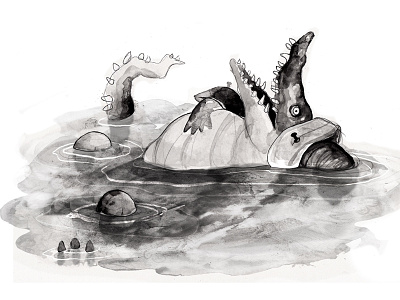 mr. Croc childrens illustration crocodile ink water