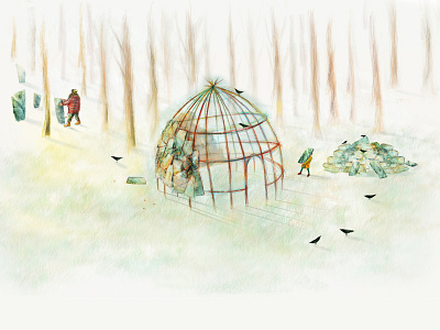 Igloo Builders birds boekieboekie crows forest igloo rocks