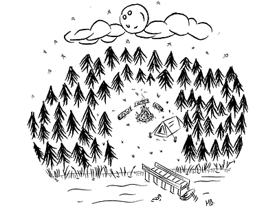 Campamento art design digital dribbble illustration nature night peaceful simple sketch trip