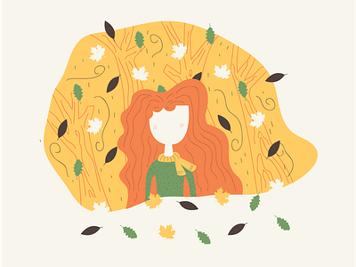 Girl and autumn art autumn leaves creative design digital art girl character illustration nature vector