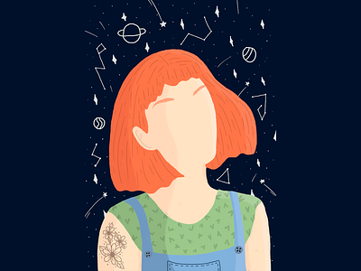 Cosmic Girl art cosmic creative digital art illustration illustrationartist nightsky planets readheadgirl redhead stars universe