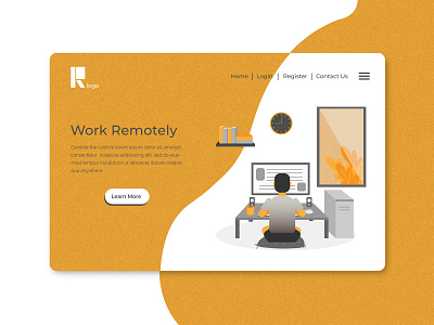 Remote Work Landing Page character concept design digital flat illustration landing page startup tech ui web