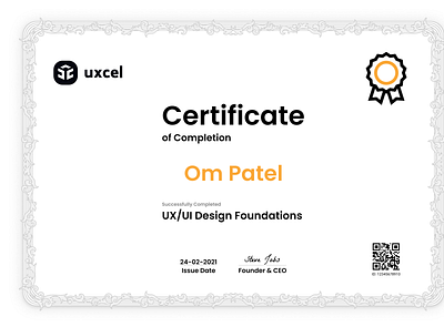 Uxcel Course Certificate Concept certificate certificate design certificate template certificates course courses minimal minimalism minimalist minimalistic ui ux uxcel uxcel