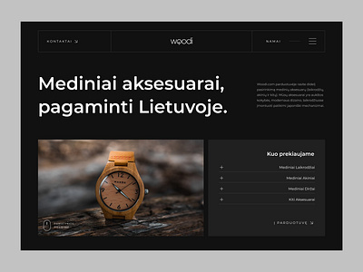 woodi landing page accessories landing page accessories logo brand branding dark landing page e commerce website internetinių svetainių kūrimas landing page logo logotype pidea tree brand tree logo ui ux visual identity website wood brand wood landing page wood logo