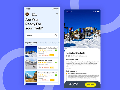 Trekking App! daily ui challenge travel trekking ui ui design ux uxdesign
