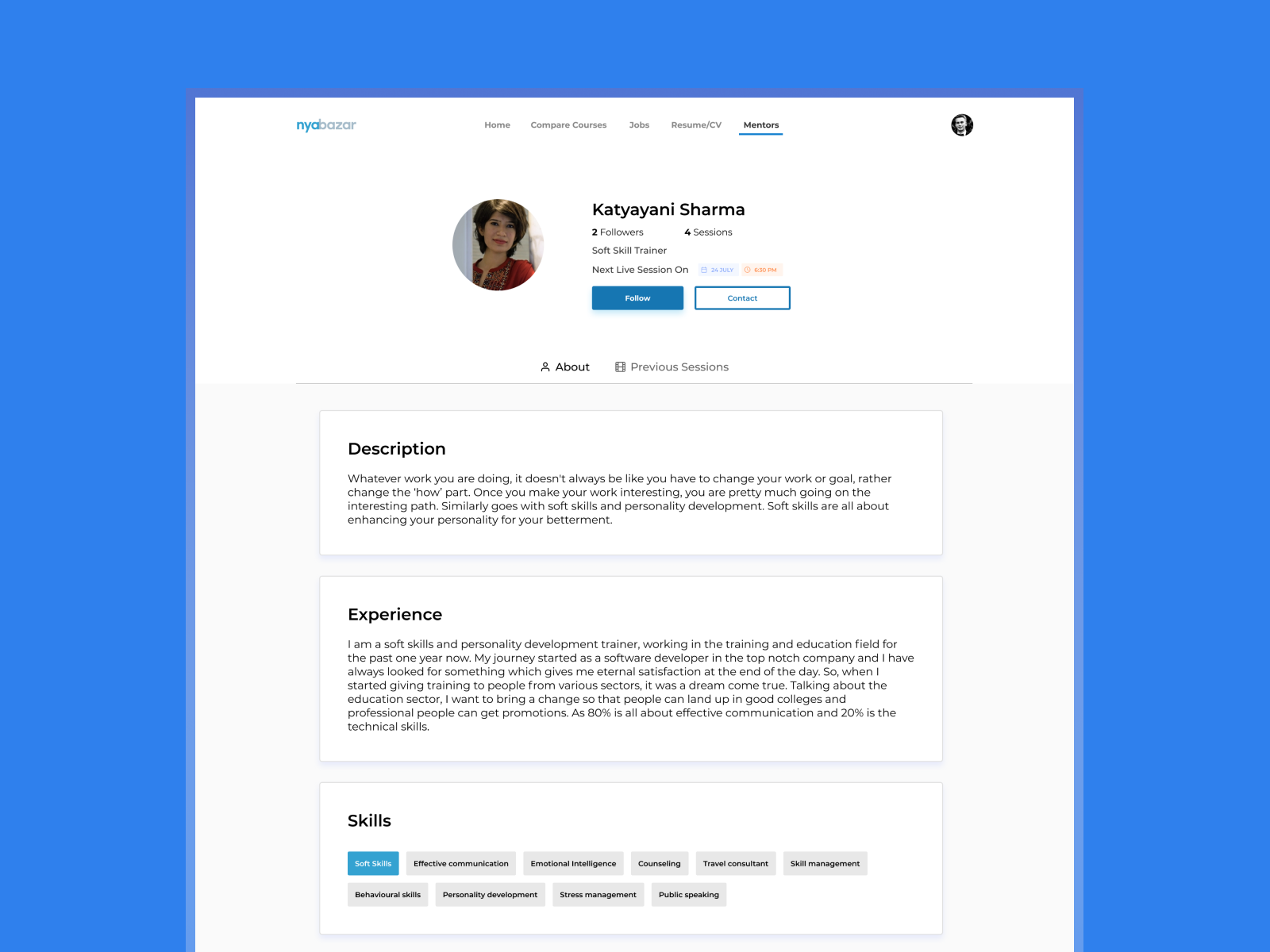 Mentor Profile UI by Prasun on Dribbble
