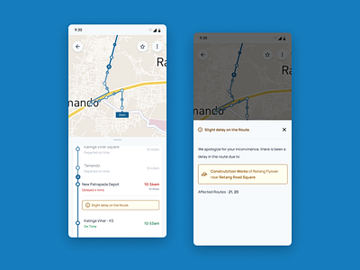 Delay en-Route android book bus bus app bus route delay delay enroute design enroute local bus minimal mobile simple ui ux