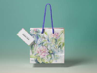 Three Roses artisan bag drawing elegant packagedesign painting pastel colors roses shopping spring store watercolor