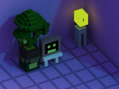 TV with Night lamp illustration voxel voxelart