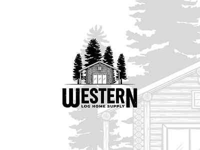 Western Log Home Supply brand construction design graphic design home identity logo supply vector wood