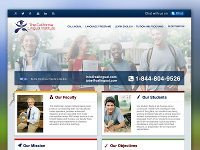 User Interface Design for The California Lingual Institute california interface mockup ui university user website