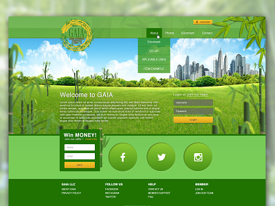 Gaia user interface design. bamboo design green ui ui design website