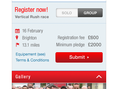 Vertical Rush marathon registration on mobile mobile registration mobile ui register module shelter