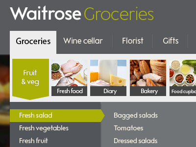 Waitrose multi-level menu