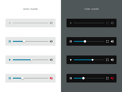 Audio and video player audio mobile mute player podcast simple start ui video