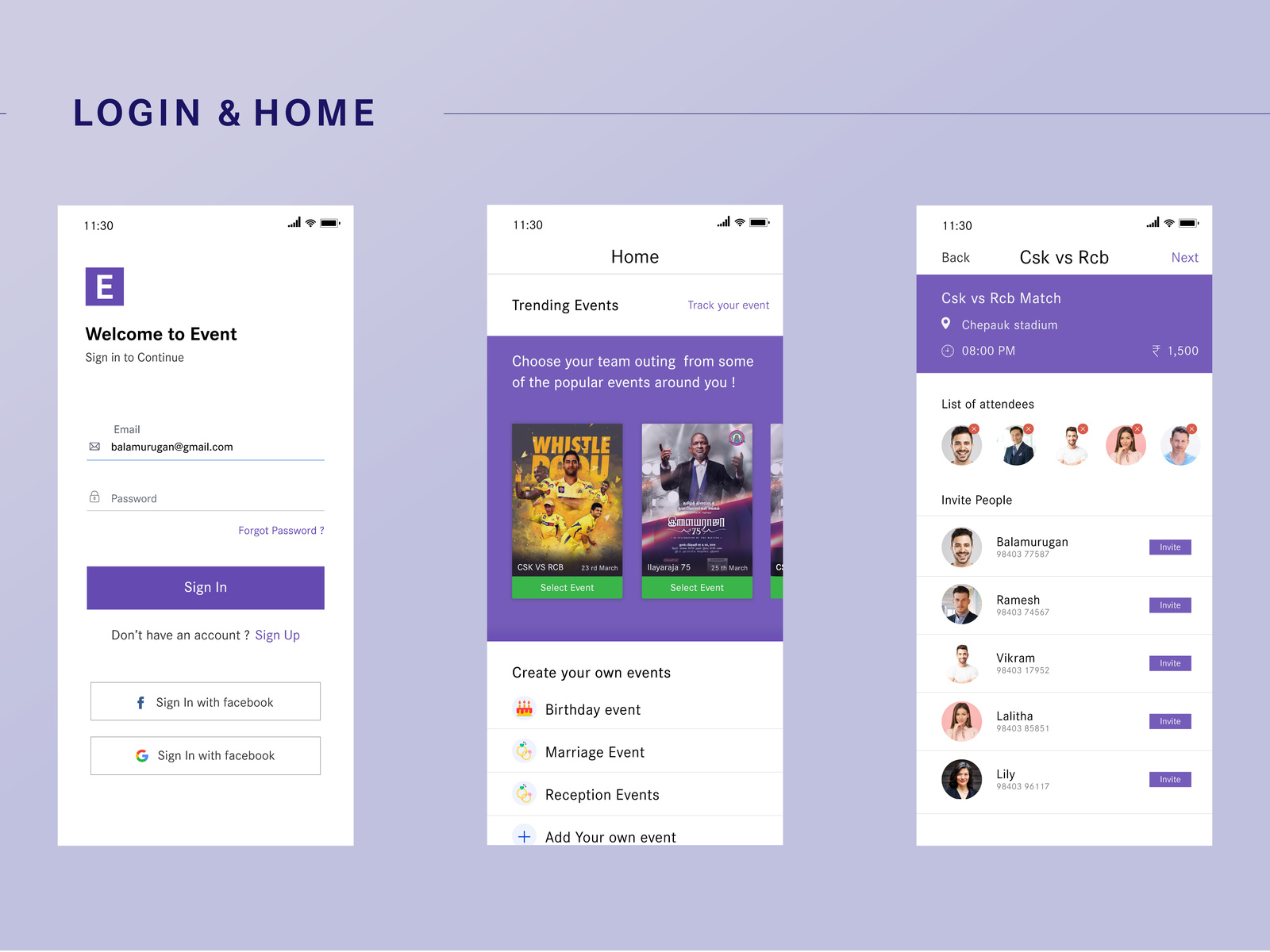Login Screen for Event App by Bala Murugan on Dribbble