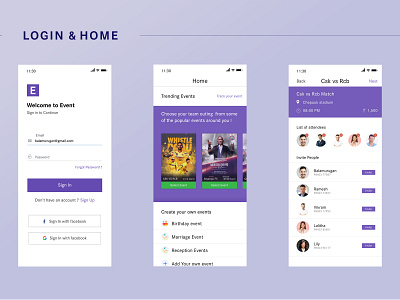 Login Screen for Event App event app home screen login page mobile screen mobile screens ui ui ux ux ux ui design wireframe