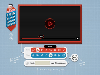 Engin Ne Yapsa Artema Dayanır artema blue button icons interaction microsite player red video