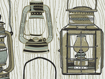 Foxing Tour art color design gigposter illustration lanterns midwest poster print texture wood