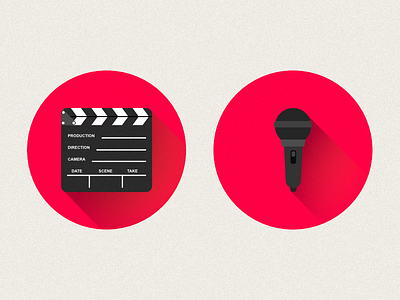 Icons cinema clapperboard clean flat icons microphone music simple