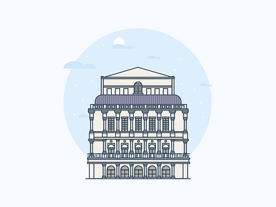 Teatro Real 2/2 architecture building city classic flat illustration madrid simple sketch theatre vector