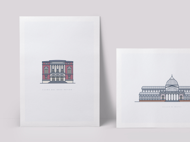 Madrid Buildings flat sketch simple vector classic city architecture building madrid