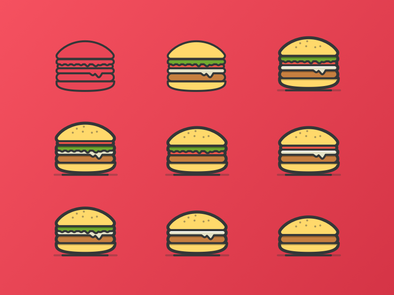 Burger Icon design food bread illustration vector line hamburger interface ui app burger icon