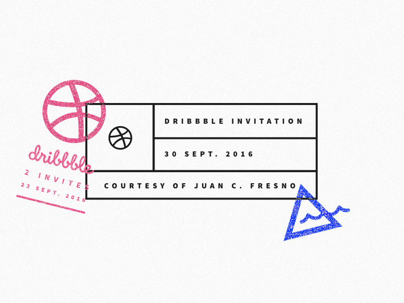 2 Dribbble Invites invitation invite line stamp vector dribbble 2 invites invites giveaway